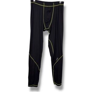 Medium Watsons Black Green Mens Athletic Leggings Outdoor  Stretch Activewear